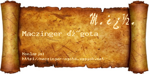 Maczinger Ágota névjegykártya